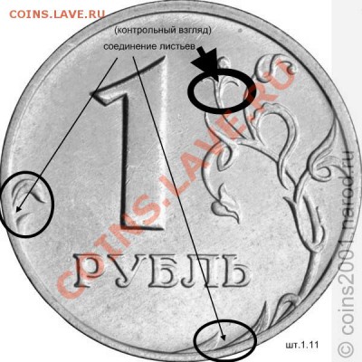 1 рубль 2007 г. ММД 1.11 по ЮК определение - 1r1-11
