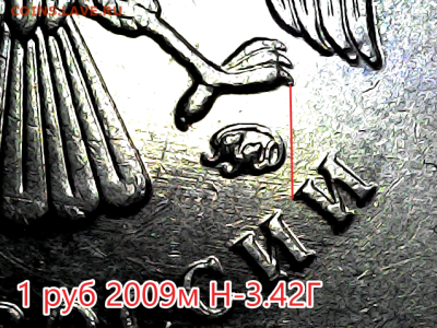 1 руб 2009м Новый тип. Линейка. - н-3.42Г ав.