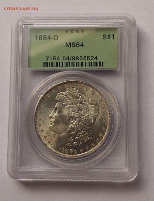 США. 1 доллар Моргана 1884 О PCGS MS64. Старый слаб. Серебро - 4