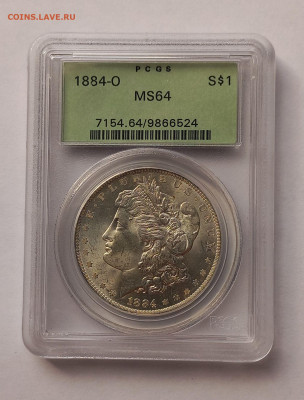 США. 1 доллар Моргана 1884 О PCGS MS64. Старый слаб. Серебро - 3