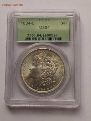 США. 1 доллар Моргана 1884 О PCGS MS64. Старый слаб. Серебро - 2