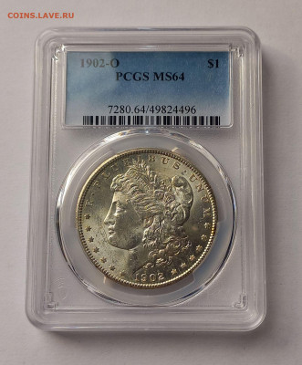 США. 1 доллар Моргана 1902 О PCGS MS64. Серебро - 4