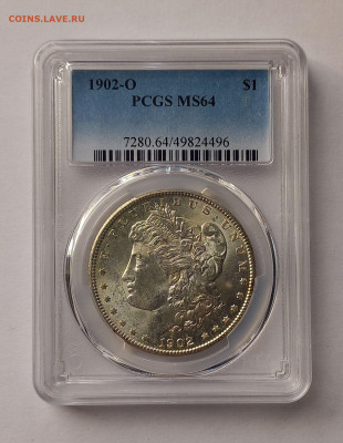 США. 1 доллар Моргана 1902 О PCGS MS64. Серебро - 3