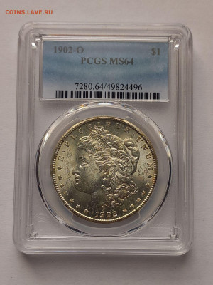 США. 1 доллар Моргана 1902 О PCGS MS64. Серебро - 2
