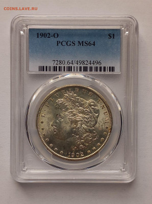 США. 1 доллар Моргана 1902 О PCGS MS64. Серебро - 1