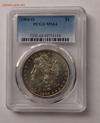 США. 1 доллар Моргана 1904 О PCGS MS64. Серебро - 3