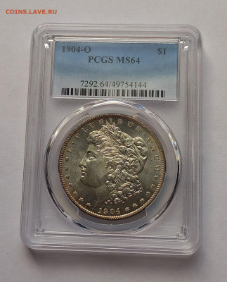 США. 1 доллар Моргана 1904 О PCGS MS64. Серебро - 2