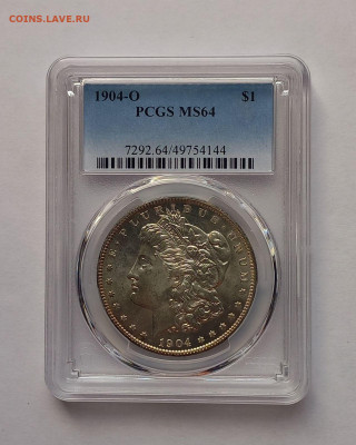 США. 1 доллар Моргана 1904 О PCGS MS64. Серебро - 1