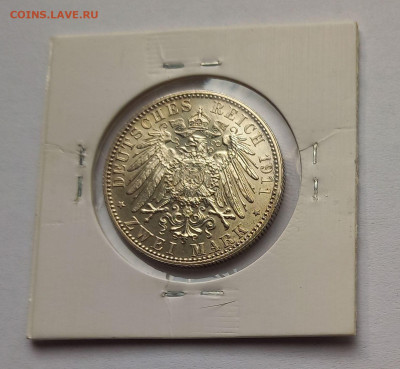 Германия. Бавария. 2 марки 1911 D. Луитпольд. Серебро. UNC. - 10