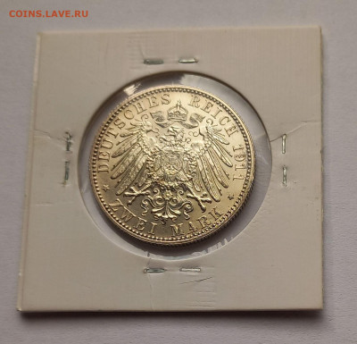 Германия. Бавария. 2 марки 1911 D. Луитпольд. Серебро. UNC. - 7