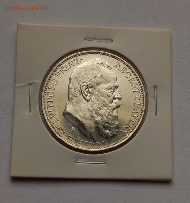 Германия. Бавария. 3 марки 1911 D. Луитпольд. Серебро. UNC. - 2
