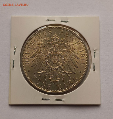 Германия. Бавария. 5 марок 1911 D. Луитпольд. Серебро. - 10