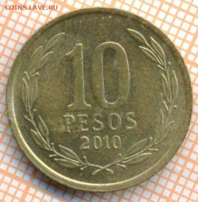 Чили 10 песо 2010 г., до 21.10.2024 г. в 22.00 по Москве - Чили 10 песо 2010 10 151