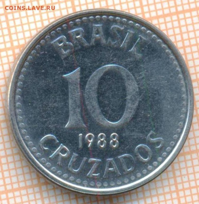 Бразилия 10 крузадо 1988 г., до 22.10.2024 г. в 22.00 по Мос - Бразилия 10 крузадо 1988 753