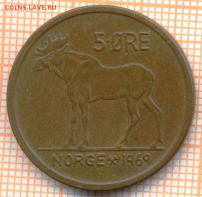 Норвегия 5 эре 1969 г., до 22.10.2024 г. в 22.00 по Москве - Норвегия 5 эре 1969 1704