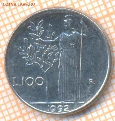 Италия 100 лир 1992 г., до 23.10.2024 г. в 22.00 по Москве - Италия 100 лир 1992 1719