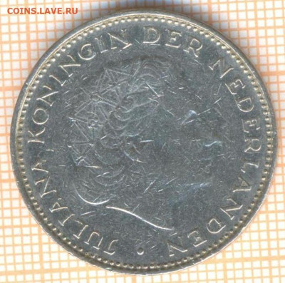 2 гульдена 1972 г., до 23.10.2024 г. в 22.00 - Нидерланды 2 с пол гульдена 1972а
