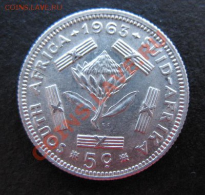 1963 Южная Африка, 5 с, серебро, до 31.01 в 21-00 мск - 63 юар а