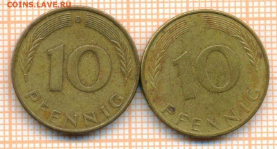 Германия 10 пф 1972г. 2двора, до 23.10.2024 г. в 22.00 по Мо - Германия 10 пф 1972 2шт 1240а