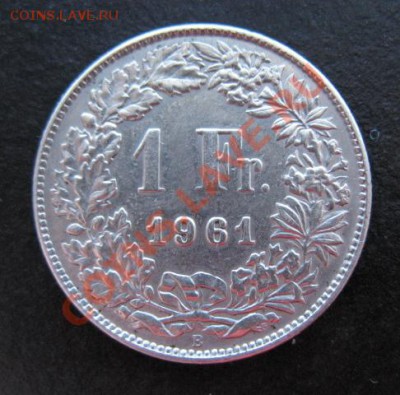 1961 Швейцария, 1 фр, серебро, до 31.01 в 21-00 мск - 61 швейц а
