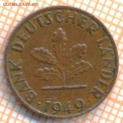 Германия 1 пф 1949 г., до 23.10.2024 г. в 22.00 по Москве - Германия 1 пф 1949 1624