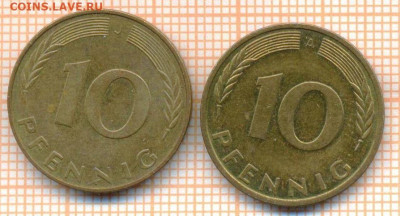 Германия 10 пф 1990,1991 г., до 25.10.2024 г. в 22.00 по Мос - Германия 10 пф 1990 1991 1324