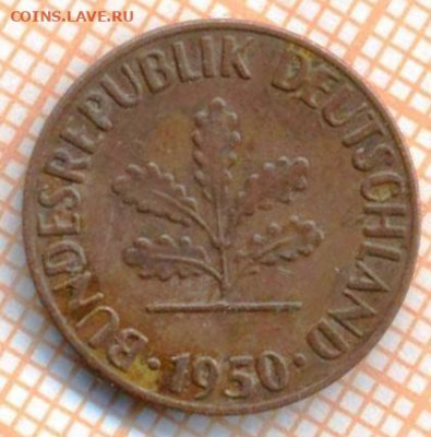 Германия 1 пф 1950 г., до 25.10.2024 г. в 22.00 по Москве - Германия 1 пф 1950 1343
