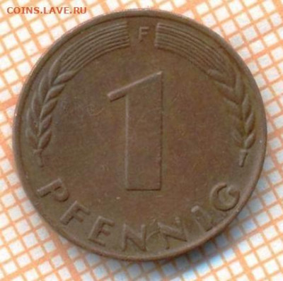 Германия 1 пф 1950 г., до 25.10.2024 г. в 22.00 по Москве - Германия 1 пф 1950 1343а
