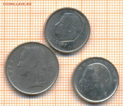 Бельгия 1 франк 1973,90,98 г., до 25.10.2024 г. в 22.00 по М - Бельгия 1 франк  3шт 1423а