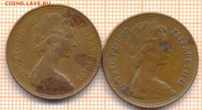 Великобритания 2 пенса 1971,1980 г., до 25.10.2024 г. в 22.0 - Великобритания 2 пенса 1971 1980 1462