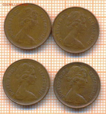 2 пенни 1971,73,74,76 г., до 25.10.2024 г. - Великобритания полпенни 4шт 1465