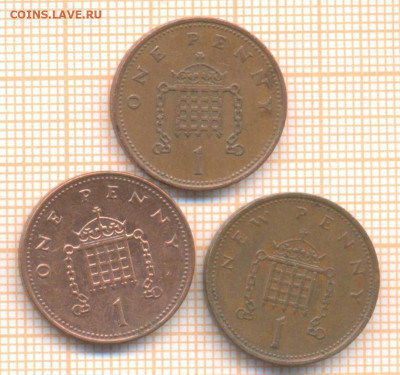 Великобритания 1 пенни 1976,93,2004 г., до 25.10.2024 г. в 2 - Великобритания 1 пнес 3шт 1472а