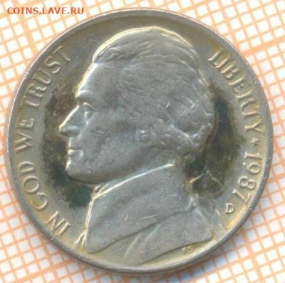 США 5 центов 1987 г., до 26.10.2024 г. в 22.00 по Москве - США 5 центов 1987 1547