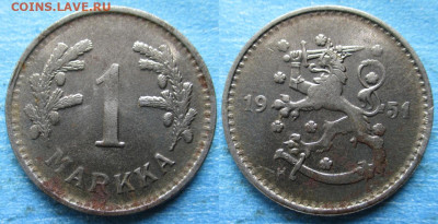 Финляндия 1 марка 1951 H (Fe) до 26-10-24 в 22:00 - Финляндия 1 марка 1951 H    211-к112-12174