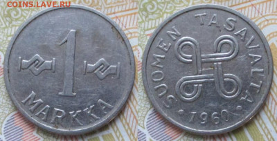 Финляндия 1 марка 1960 до 26-10-24 в 22:00 - Финляндия 1 марка 1960    230-5у1-13283