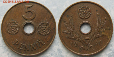 Финляндия 5 пенни 1941 до 27-10-24 в 22:00 - Финляндия 5 пенни 1941    187-ас47-9695