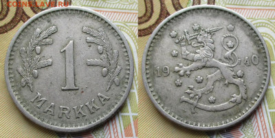 Финляндия 1 марка 1940 до 28-10-24 в 22:00 - Финляндия 1 марка 1940    247-к169-13340