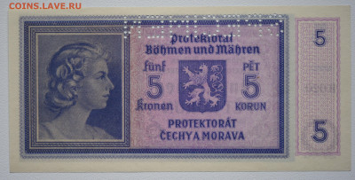 Пр. Богемия и Моравия, 5 крон 1940г. UNC - DSC_4374.JPG