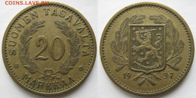 Финляндия 20 марок 1937 до 28-10-24 в 22:00 - Финляндия 20 марок 1937    925