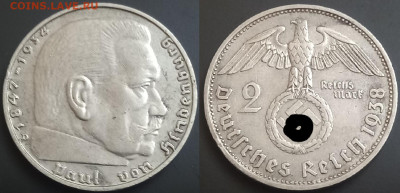 2 марки, Гинденбург 1938,39 (2 шт) до 28.10.24 - 1938D