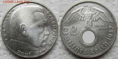 2 рейхсмарки 1937 года. До 31.10.24 22-00 МСК. - 1а