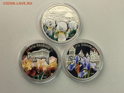 1 доллар 2012 Ниуэ Ирисы (3шт), Ag925, до 07.11 - ЯЯ Ирисы-3