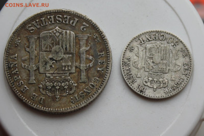 Испания 2 песеты 1882 год и 50 центов 1880 год - IMG_8443.JPG