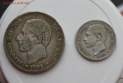 Испания 2 песеты 1882 год и 50 центов 1880 год - IMG_8438.JPG