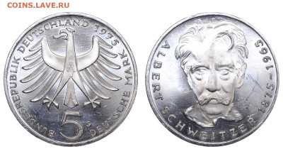 ФРГ. 5 марок 1975 г. Швейцер. До 06.11.24. - Р2097