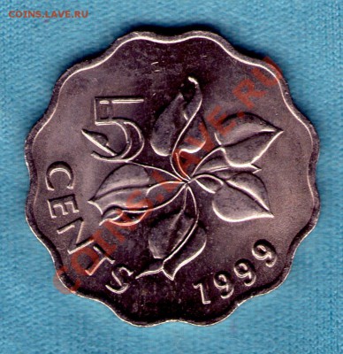 Свазиленд 5 центов 1999 г. aUNC, до 03 фев. в 22:00 - skan181