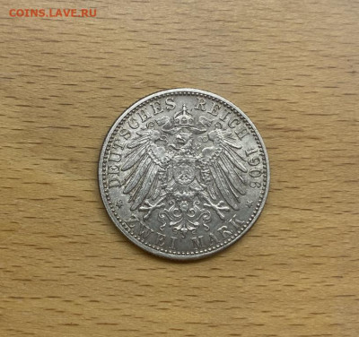 Баден 2 марки 1906 50 лет свадьбе Фридриха I и Луизы Прусско - baden_2_marki_1906_50_let_svadbe_fridrikha_i_i_luizy_prusskoj_xf_aunc_germanskaja_imperija_serebro (3)