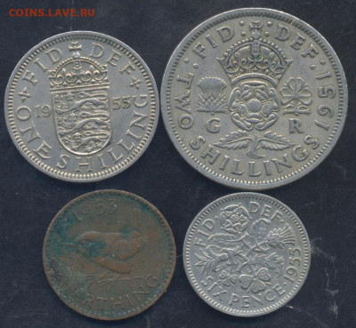 Британия 1 фартинг-2 шиллинга 1951-1955 г.11.11.2024 г. 22 - - Британия