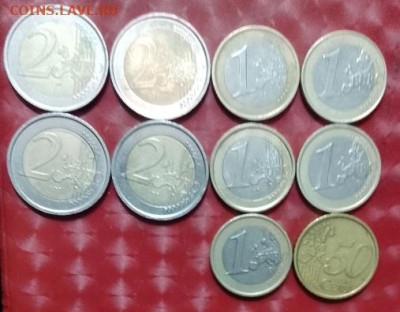 Испания 4шт,Италия 4шт регулярные монеты Фикс - Испания 4шт, Италия 6шт 28.10.24 P