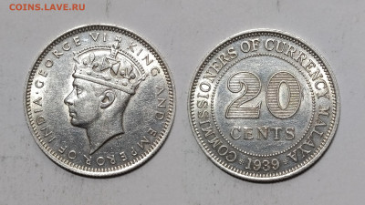 Британская Малайя 20 центов 1939 г Георг VI - 20.11 - IMG_20241116_084435